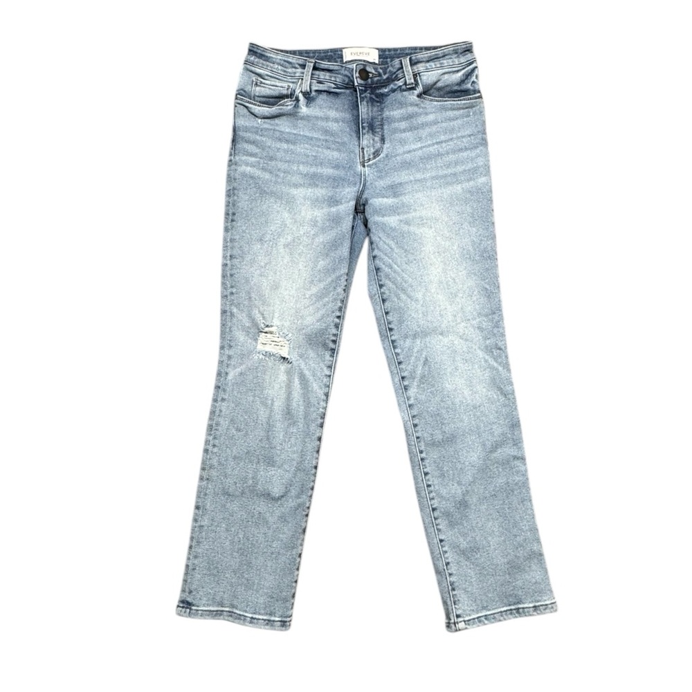 EVEREVE Ever Straight High Rise Crop Jeans Womens Size 29 Stretch Light Blue